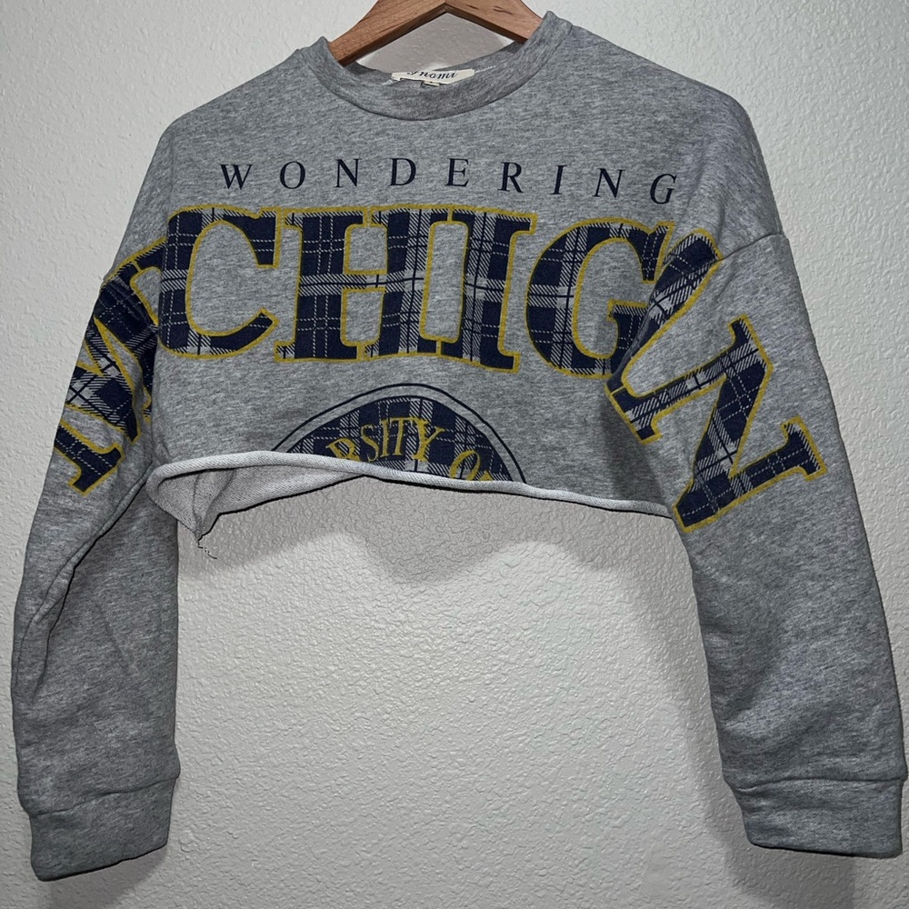 University of Michigan Cropped Long Sleeve Size Large Womens